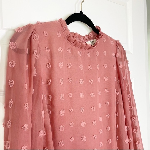 Boutique Andree by Unit Mauve Pom Pom High Neck Blouse - Picture 5 of 14